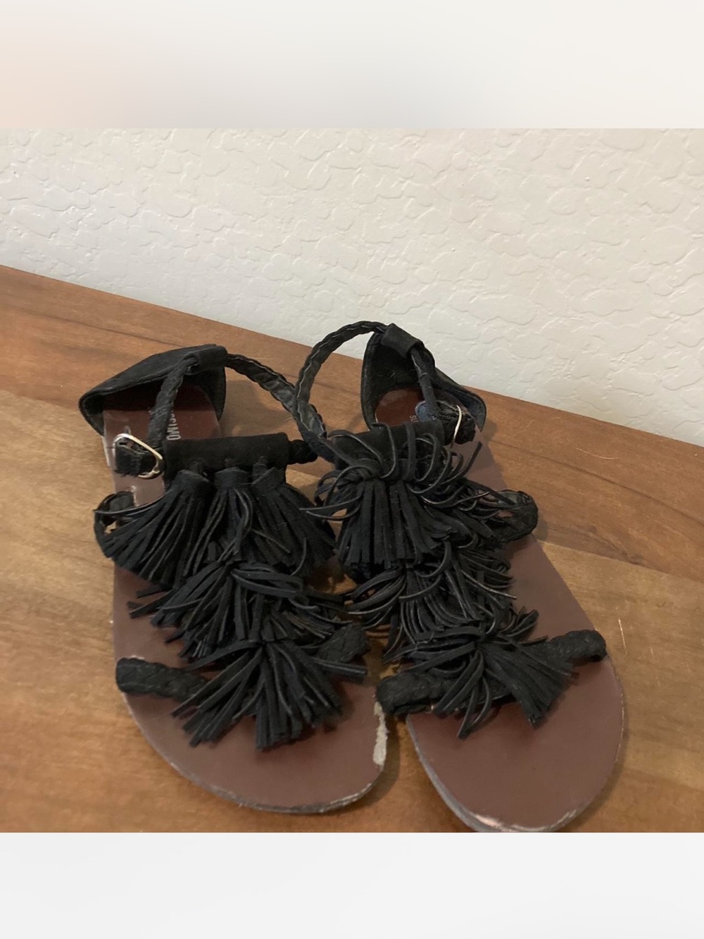 Mossimo Supply Co. Black Braided Tassel Gladiator-Style Sandals